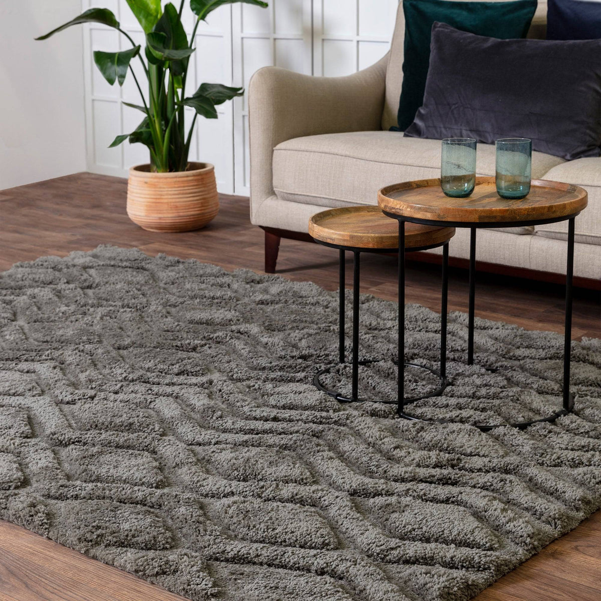 Harrison Rug styled in a living room
