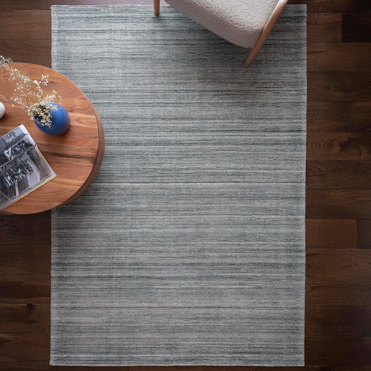 Hazy Rug styled in a living room