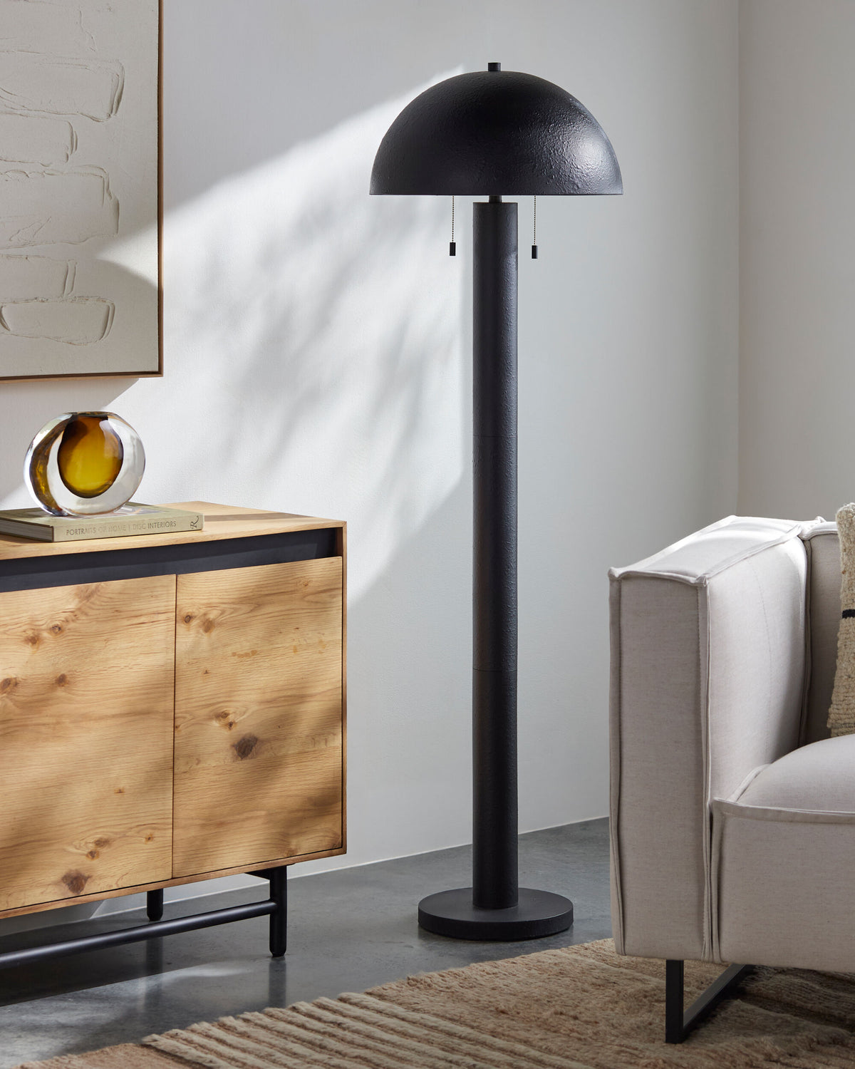 Hobro 65" Iron Floor Lamp, Hand Painted Black