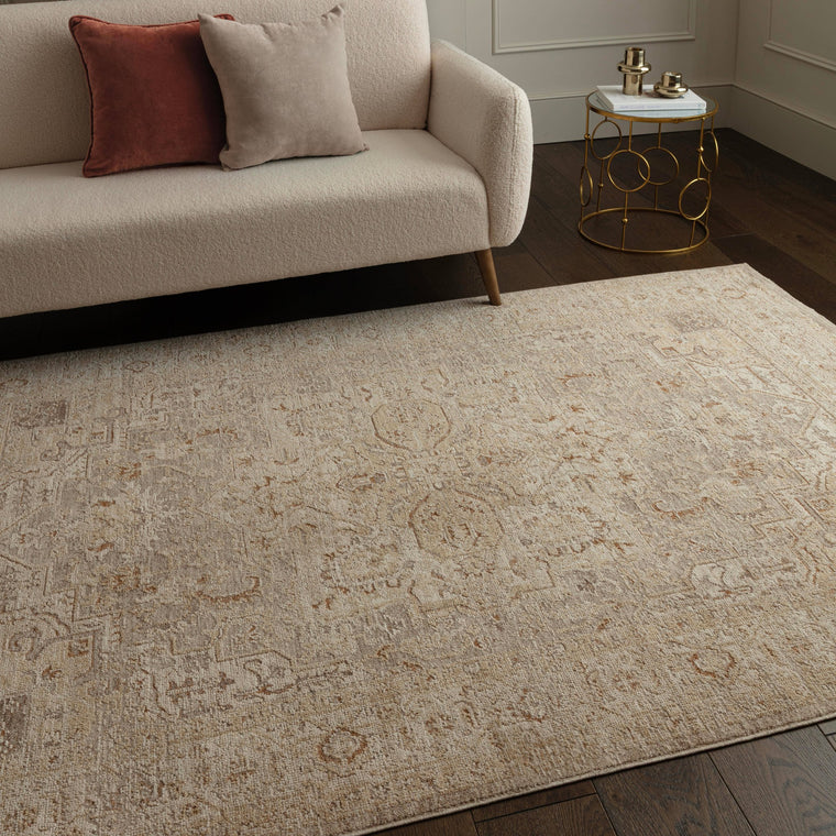 Machine woven in Turkey — Medalion Polyester Living Room Rug — High-Low Pile, Classic, Heriz