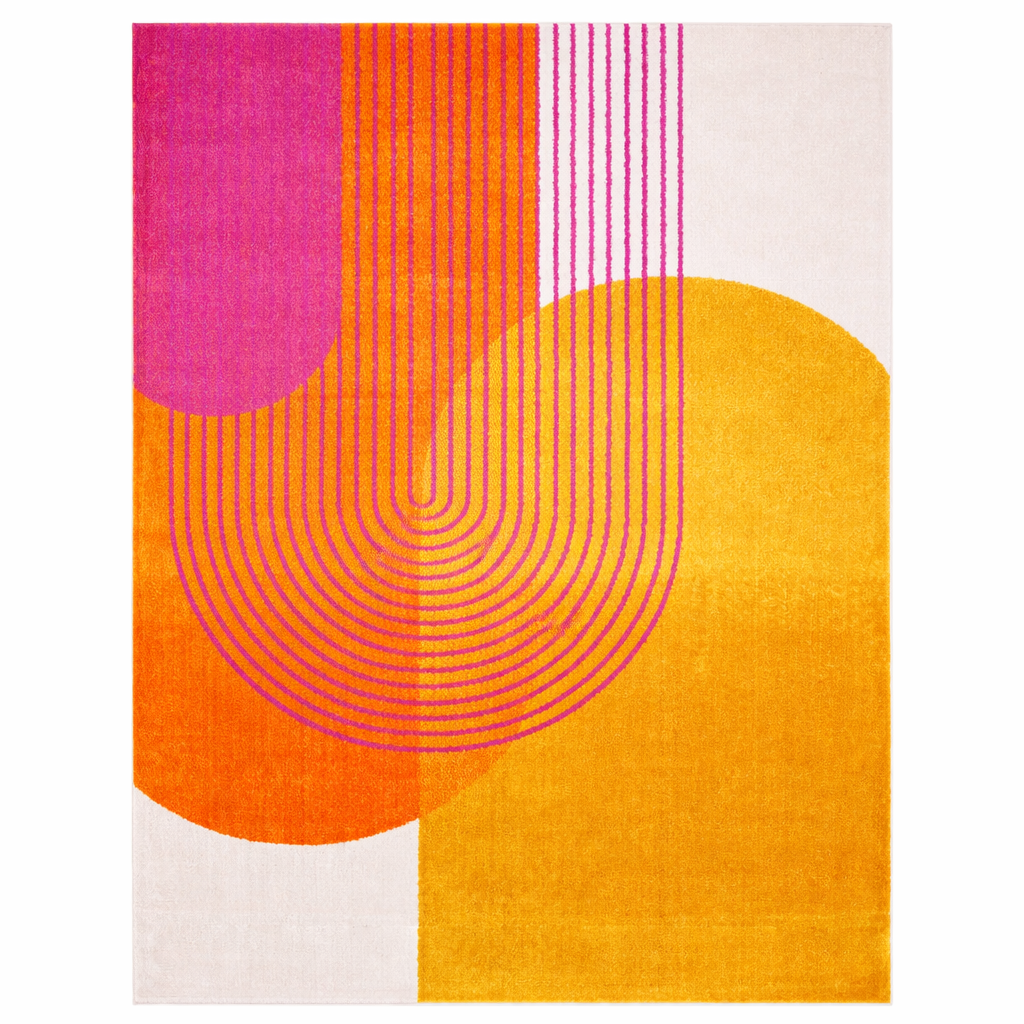 Rug With Retro Geometric Pattern