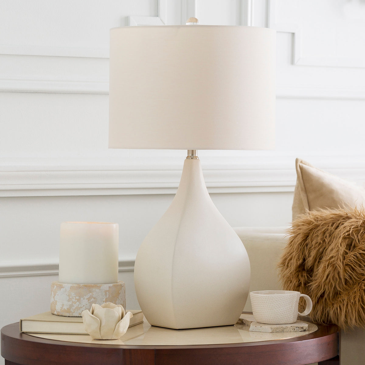 Hinton 26" Ceramic Table Lamp, Glazed Cream