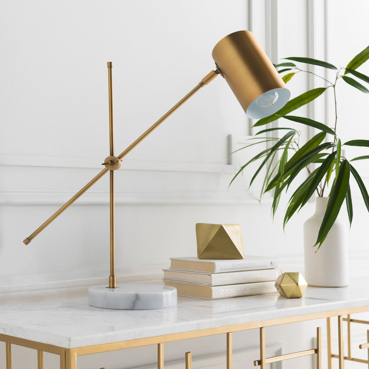 Hannity 24" Steel Table Lamp, Brushed Metallic Brass