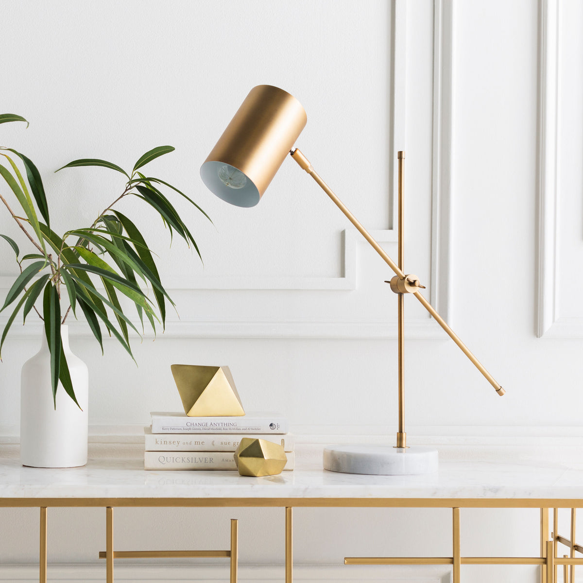 Hannity 24" Steel Table Lamp, Brushed Metallic Brass