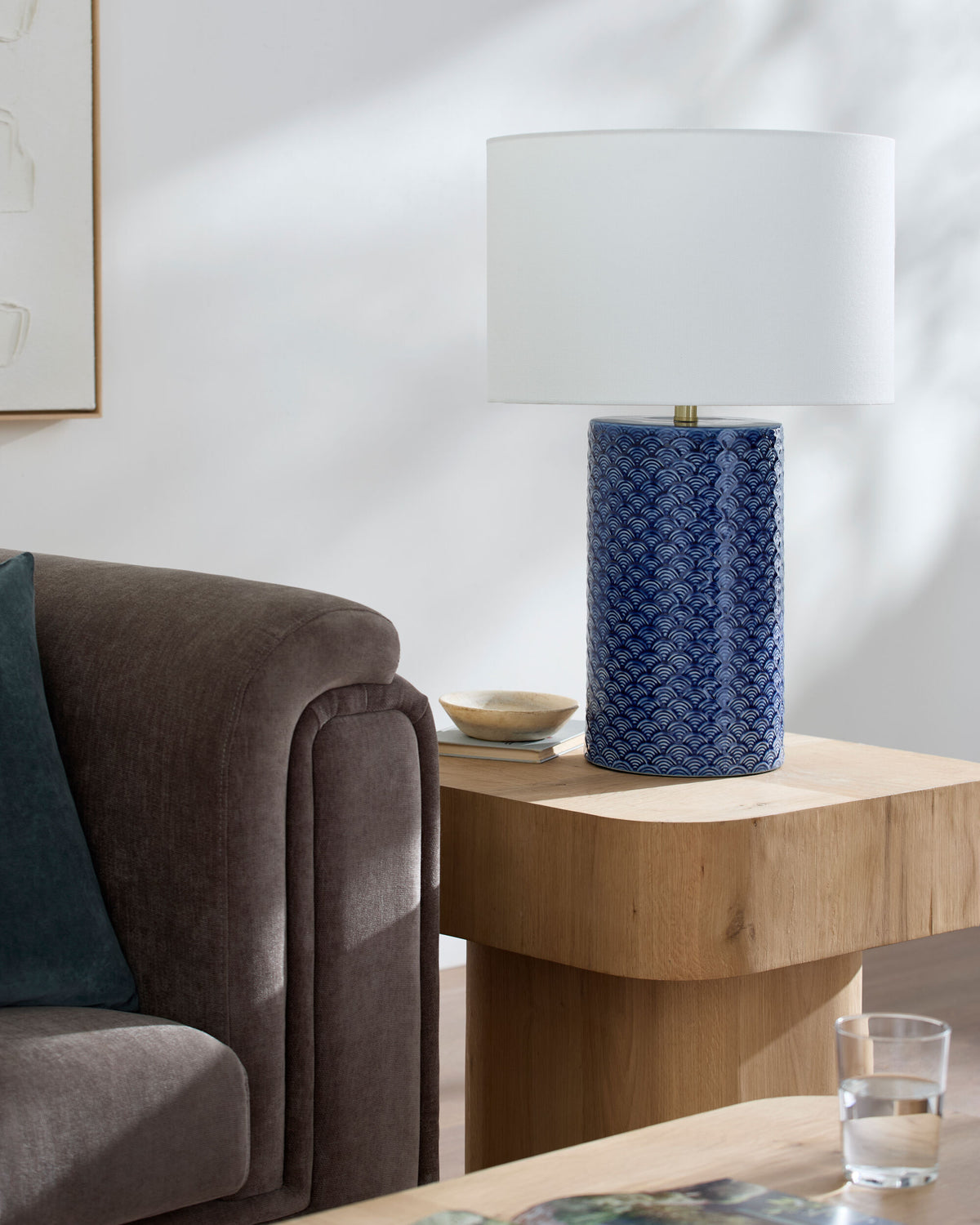 Hanmer 27" Ceramic Table Lamp, Hand Painted Navy