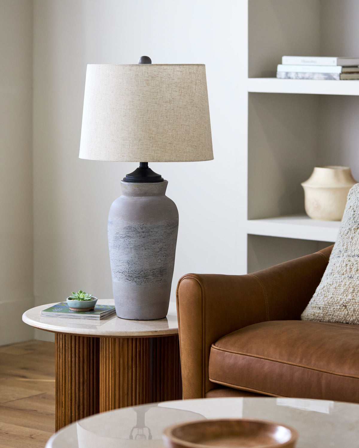 Hierro 32" Paper Table Lamp, Distressed Gray