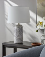 Huriel 24" Marble Table Lamp, Polished Gray