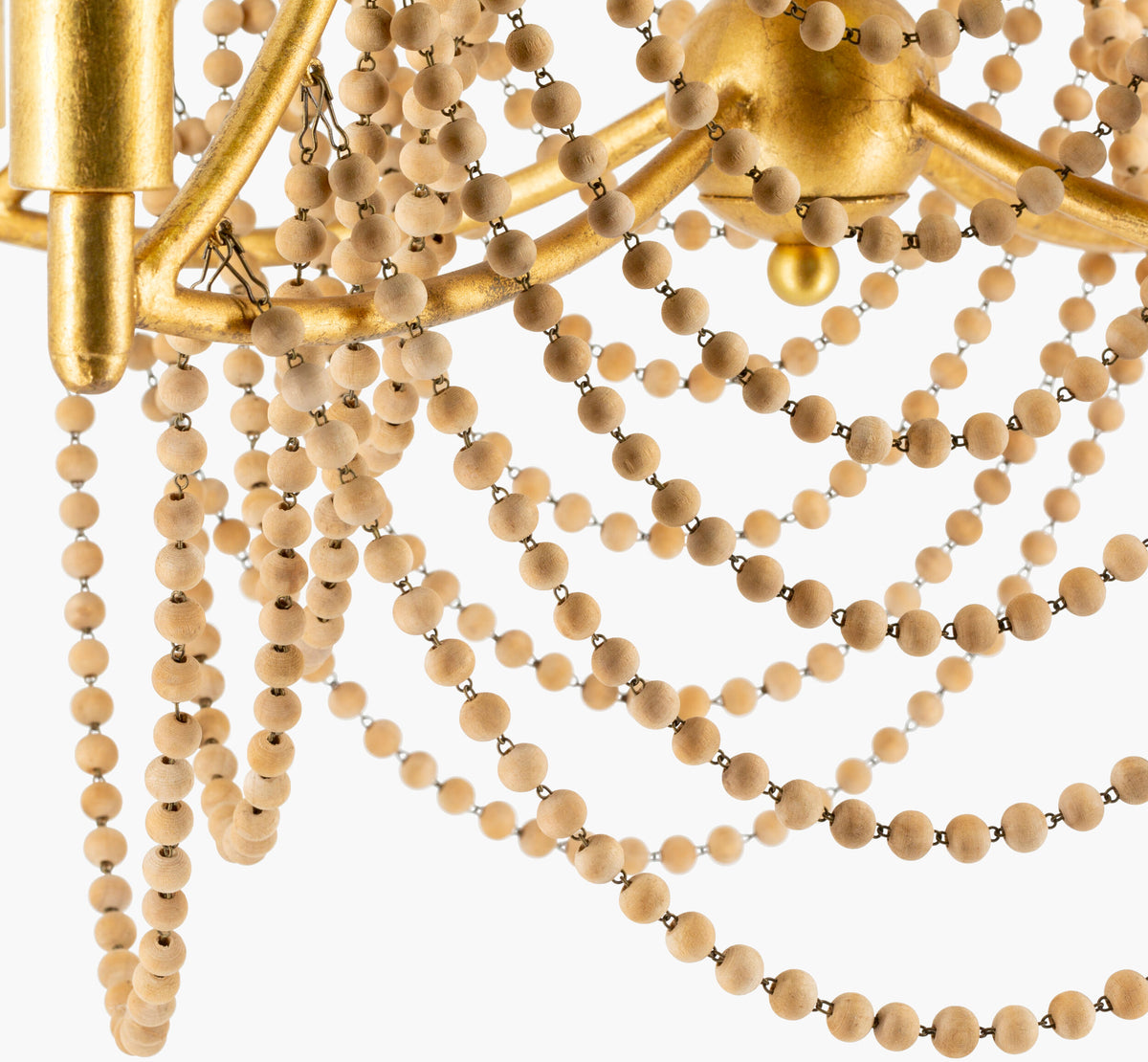 Hawes Steel Chandelier, Powder Coated Gold, Natural Brown