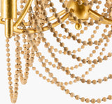 Hawes Steel Chandelier, Powder Coated Gold, Natural Brown