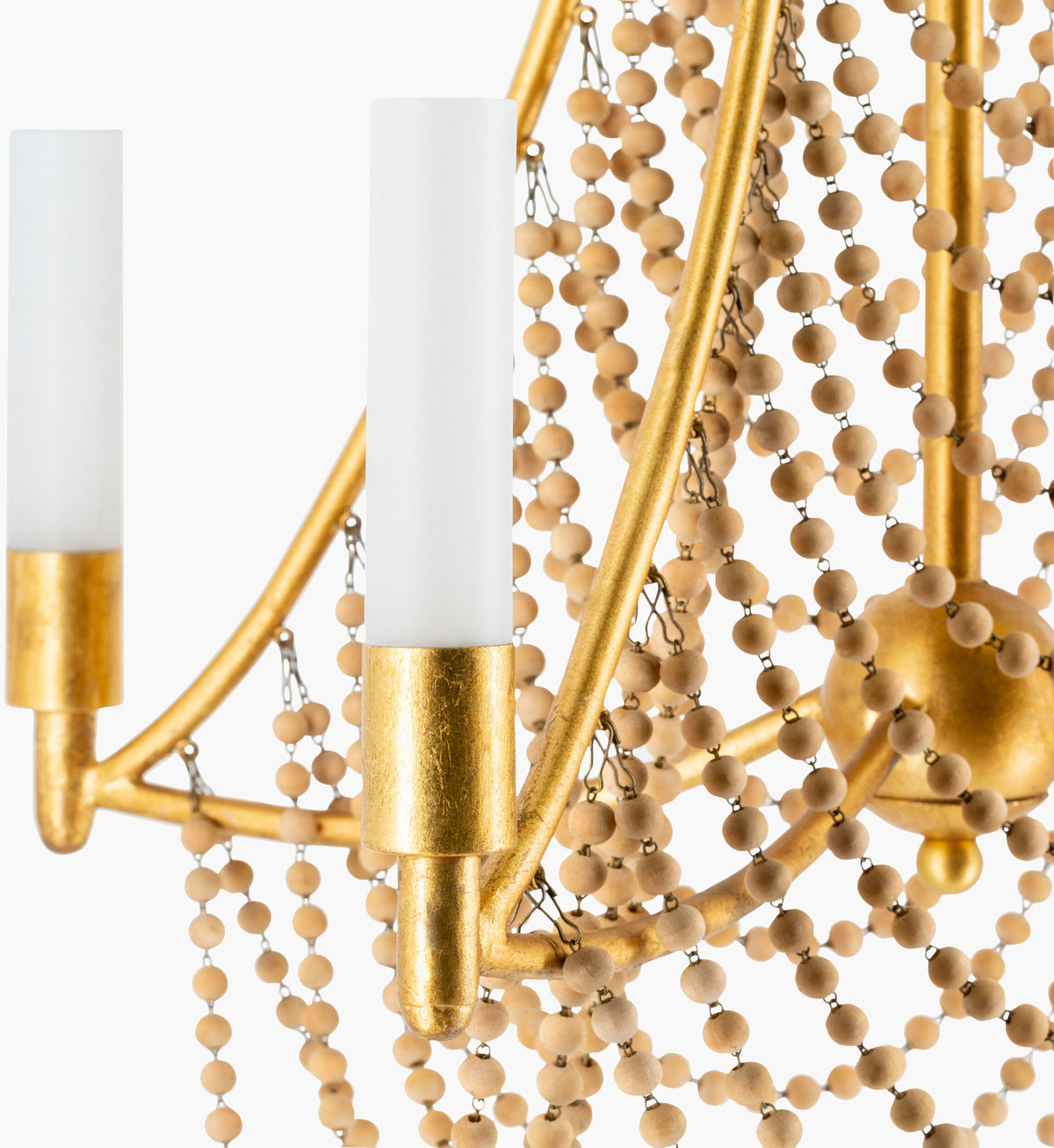 Hawes Steel Chandelier, Powder Coated Gold, Natural Brown