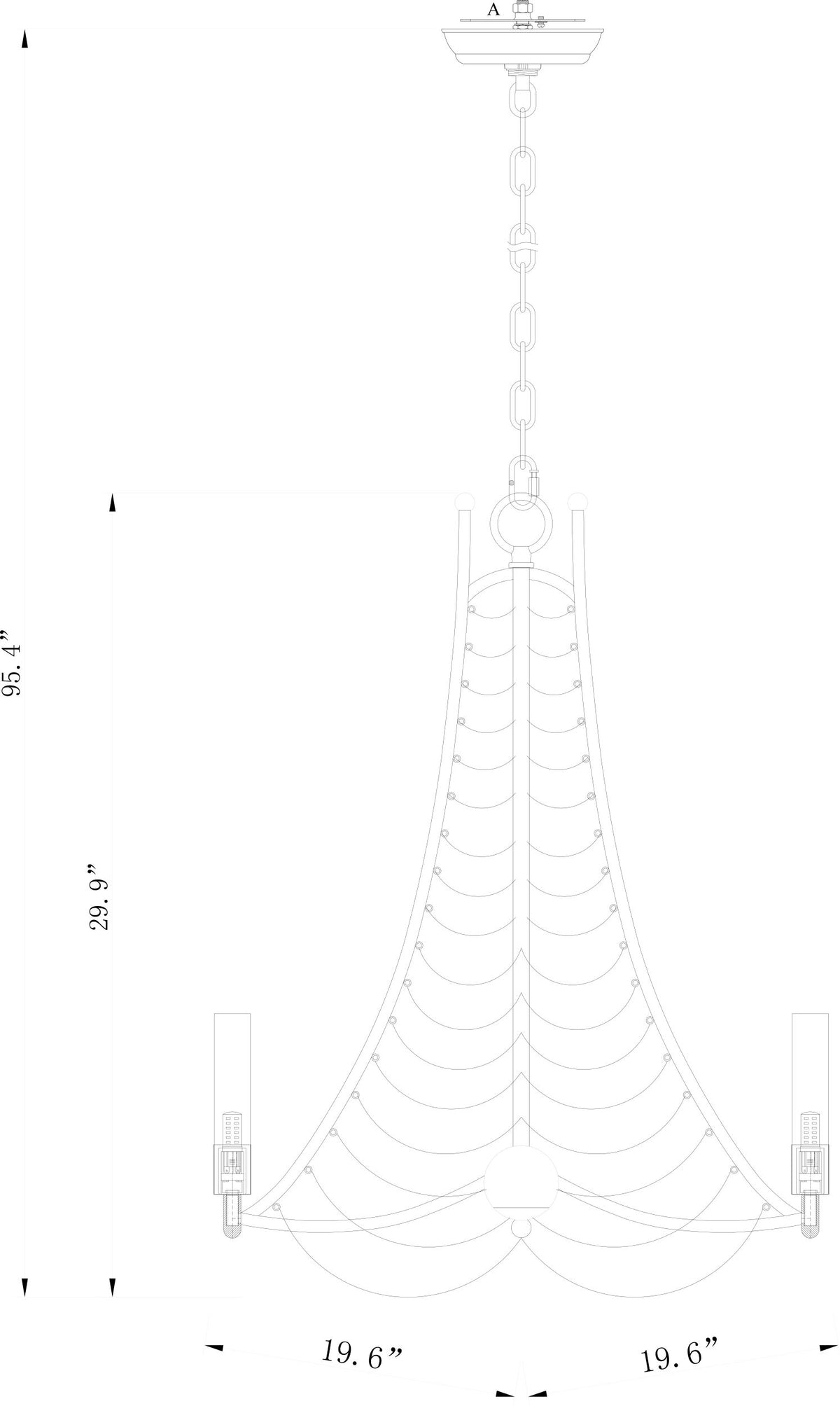 Hawes Steel Chandelier, Powder Coated Gold, Natural Brown