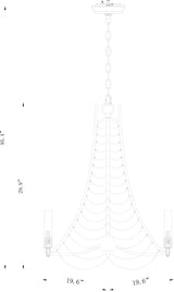 Hawes Steel Chandelier, Powder Coated Gold, Natural Brown