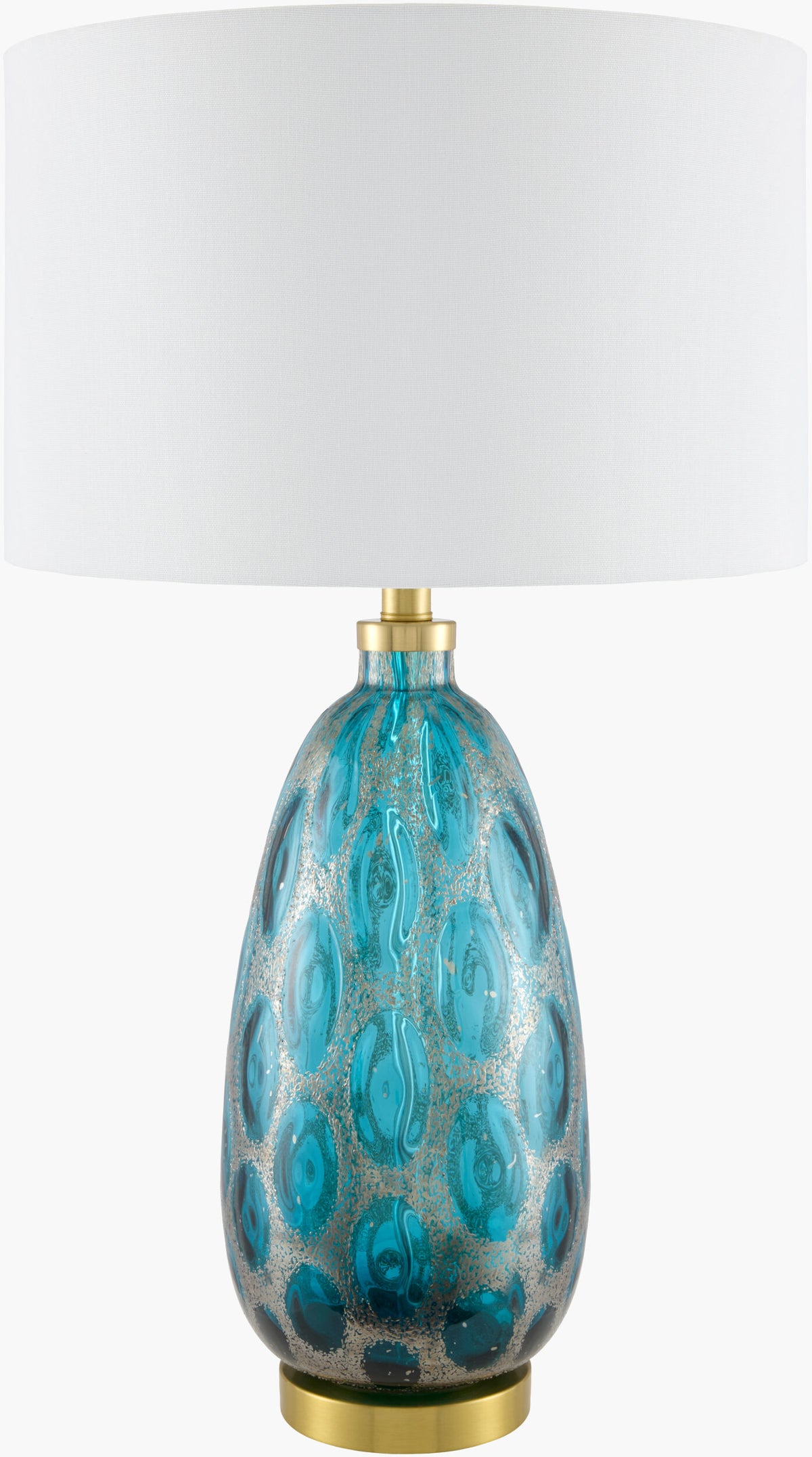 Hexham 28" Glass Table Lamp, Hand Painted Blue
