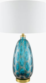 Hexham 28" Glass Table Lamp, Hand Painted Blue