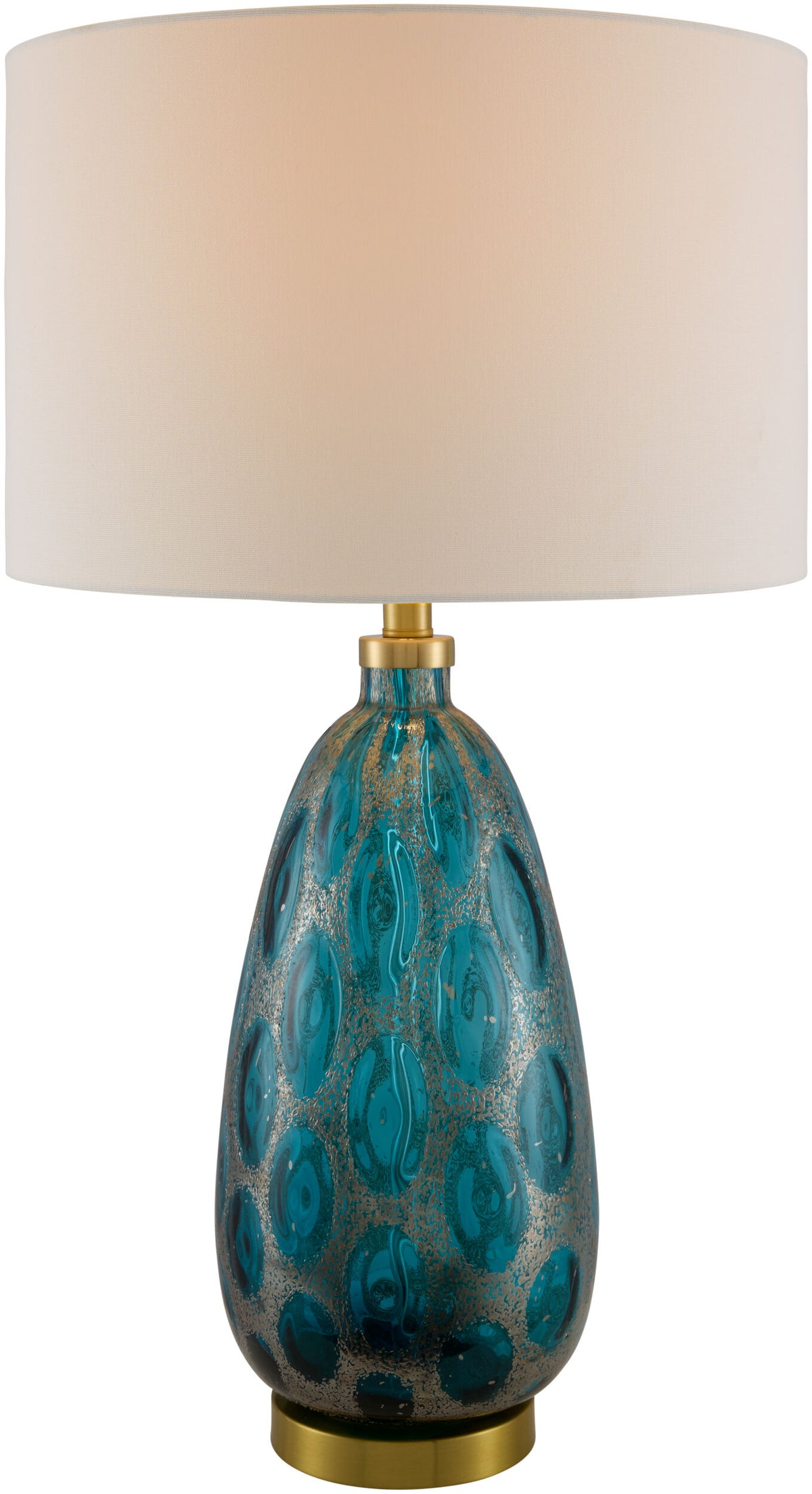 Hexham 28" Glass Table Lamp, Hand Painted Blue