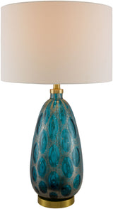 Hexham 28" Glass Table Lamp, Hand Painted Blue