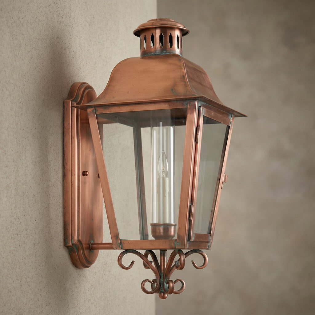 Copper Outdoor Wall Lantern Pair - Alternate Angle