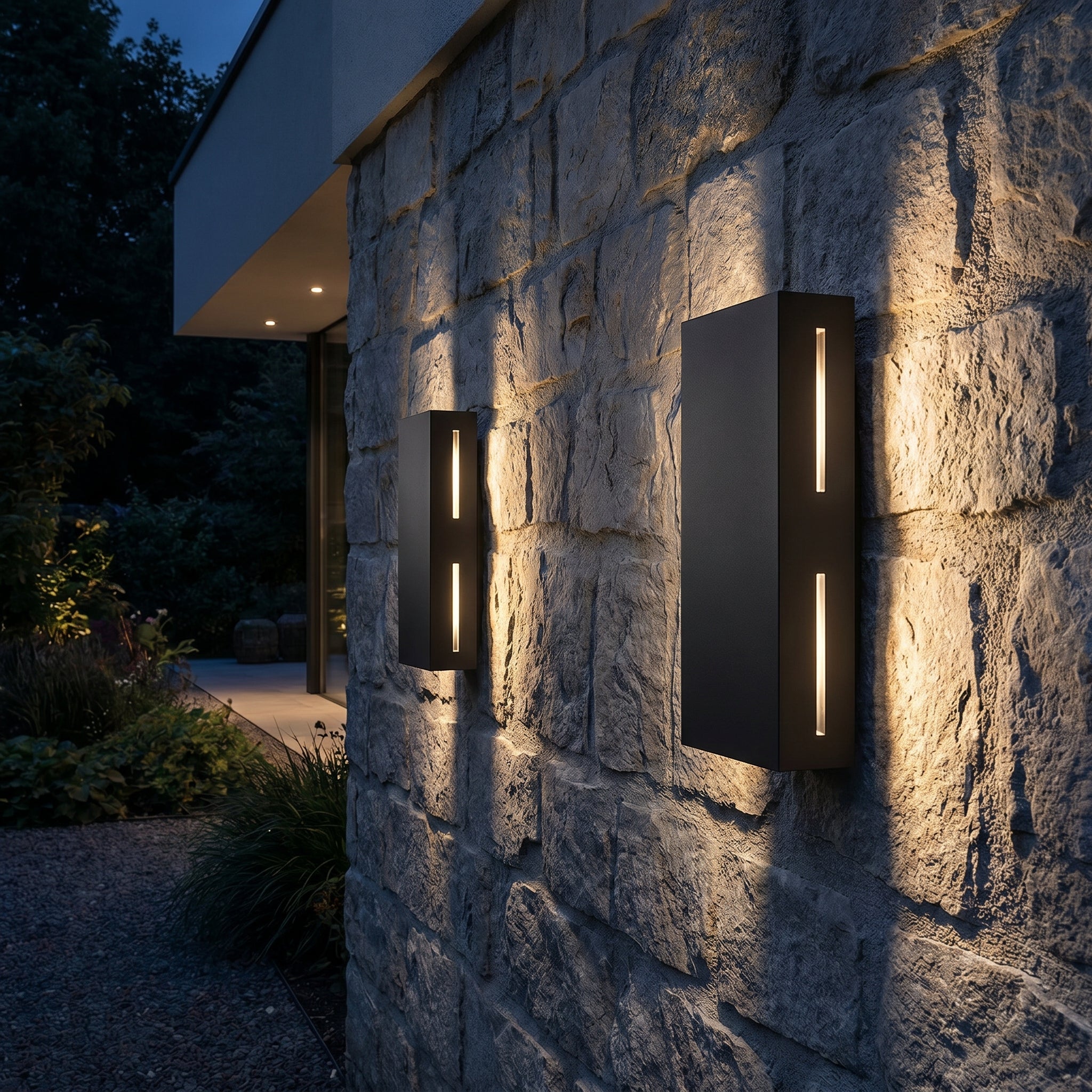 Modern LED Outdoor Wall Sconce Pair - Context