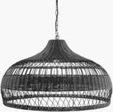 Immerse Rattan Pendant Light, Colored Black