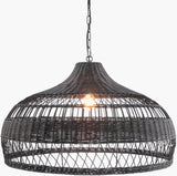 Immerse Rattan Pendant Light, Colored Black