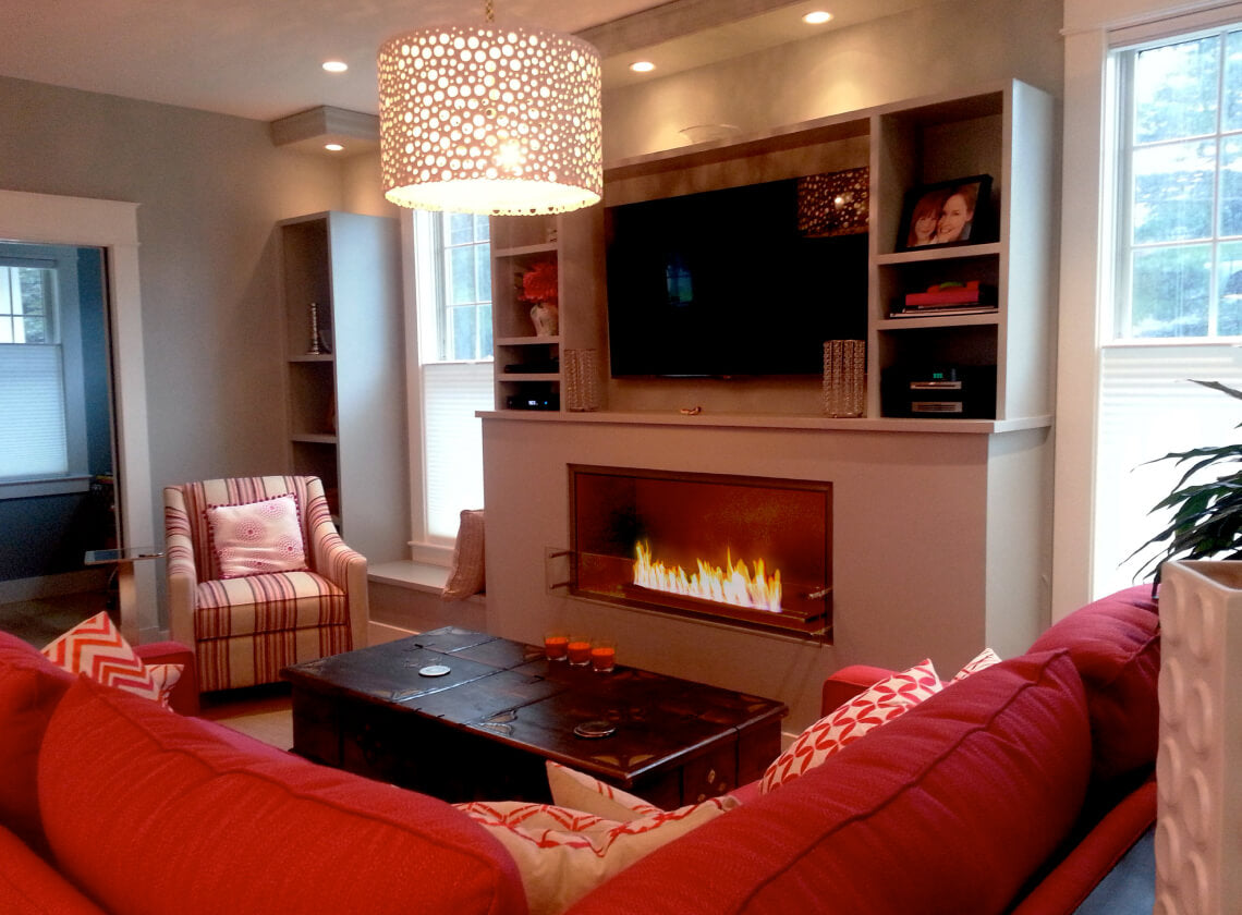 The Bio Flame built-in firebox installed in a living space
