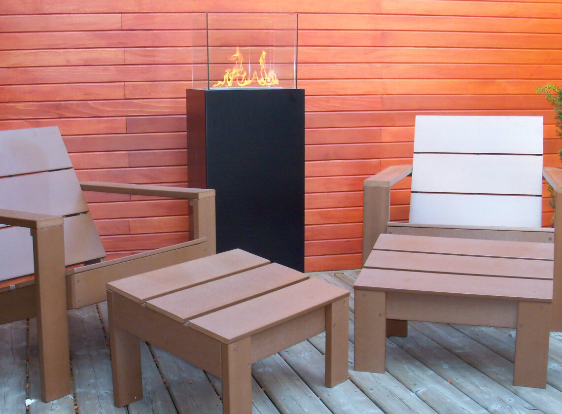 The Bio Flame free-standing fireplace installed in a living space