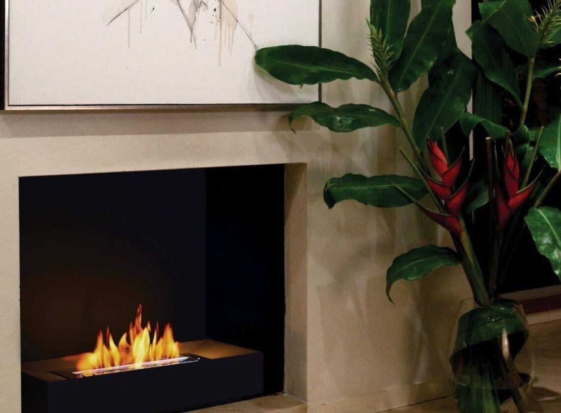 The Bio Flame grate kit installed in a living space