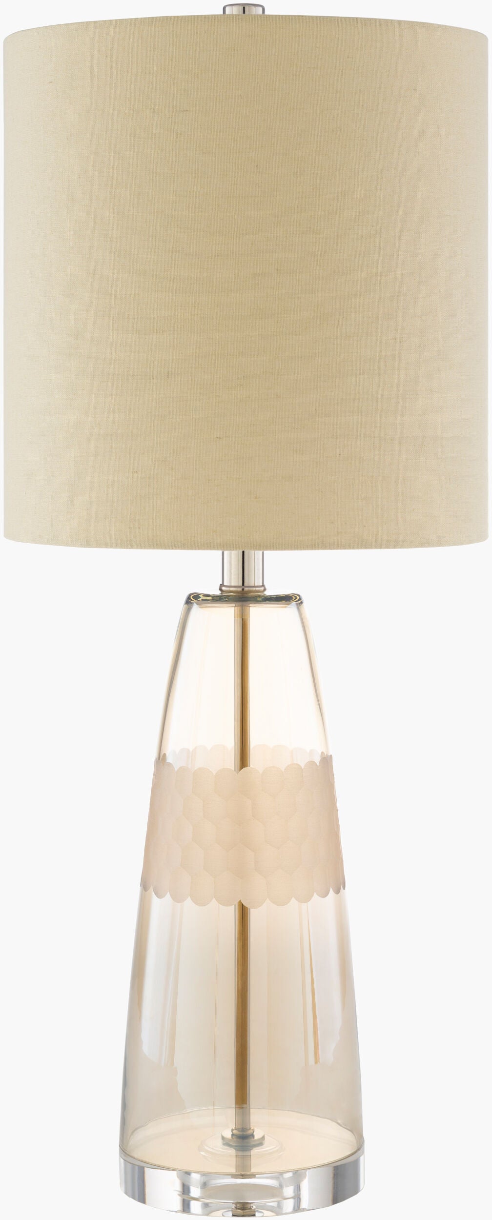 Jersey 26" Glass Table Lamp, Wheel Carved Champagne