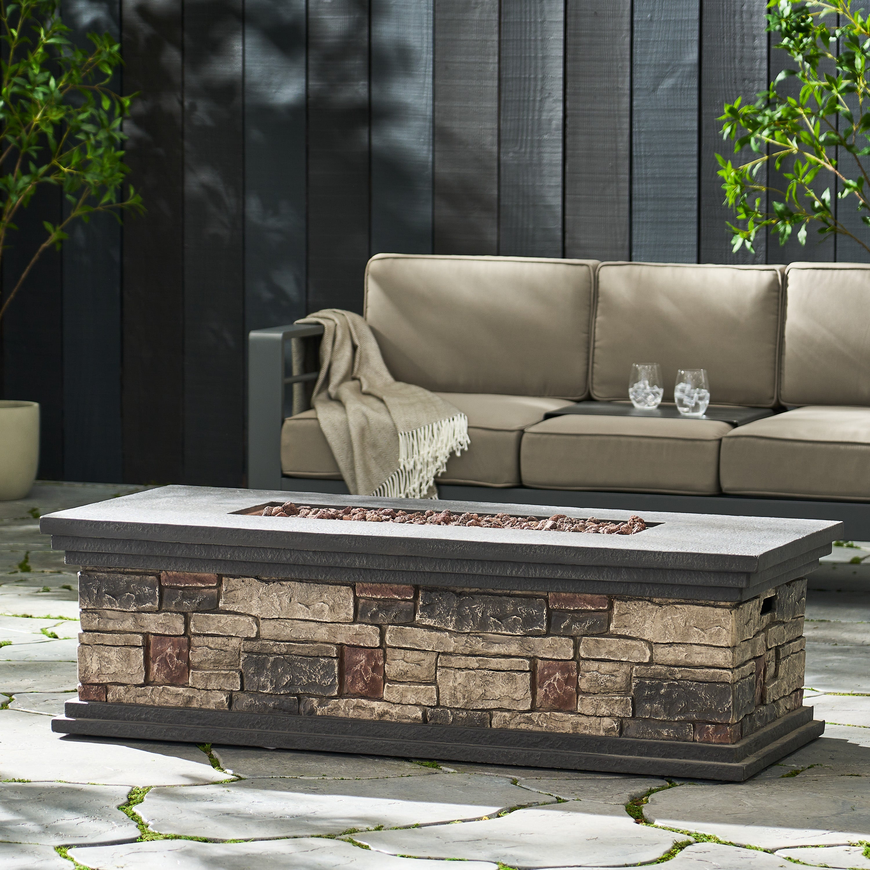 RECTANGLE MGO FIRE PIT - 50 000 BTU(Tank Cover not