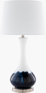 Julissa 28" Glass Table Lamp, Painted Navy, White