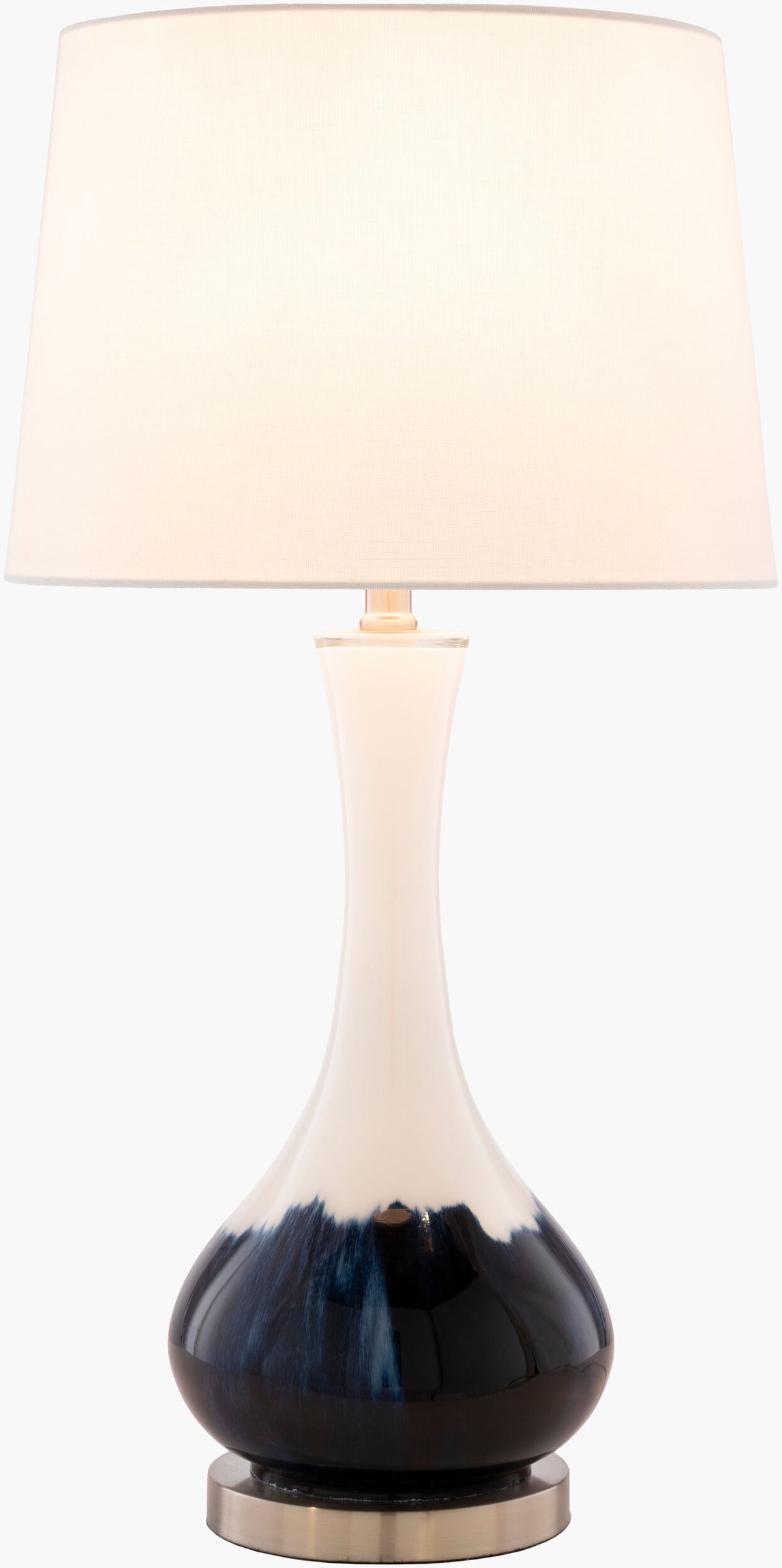 Julissa 28" Glass Table Lamp, Painted Navy, White
