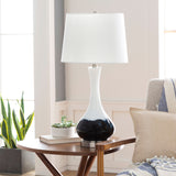 Julissa 28" Glass Table Lamp, Painted Navy, White