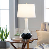 Julissa 28" Glass Table Lamp, Painted Navy, White