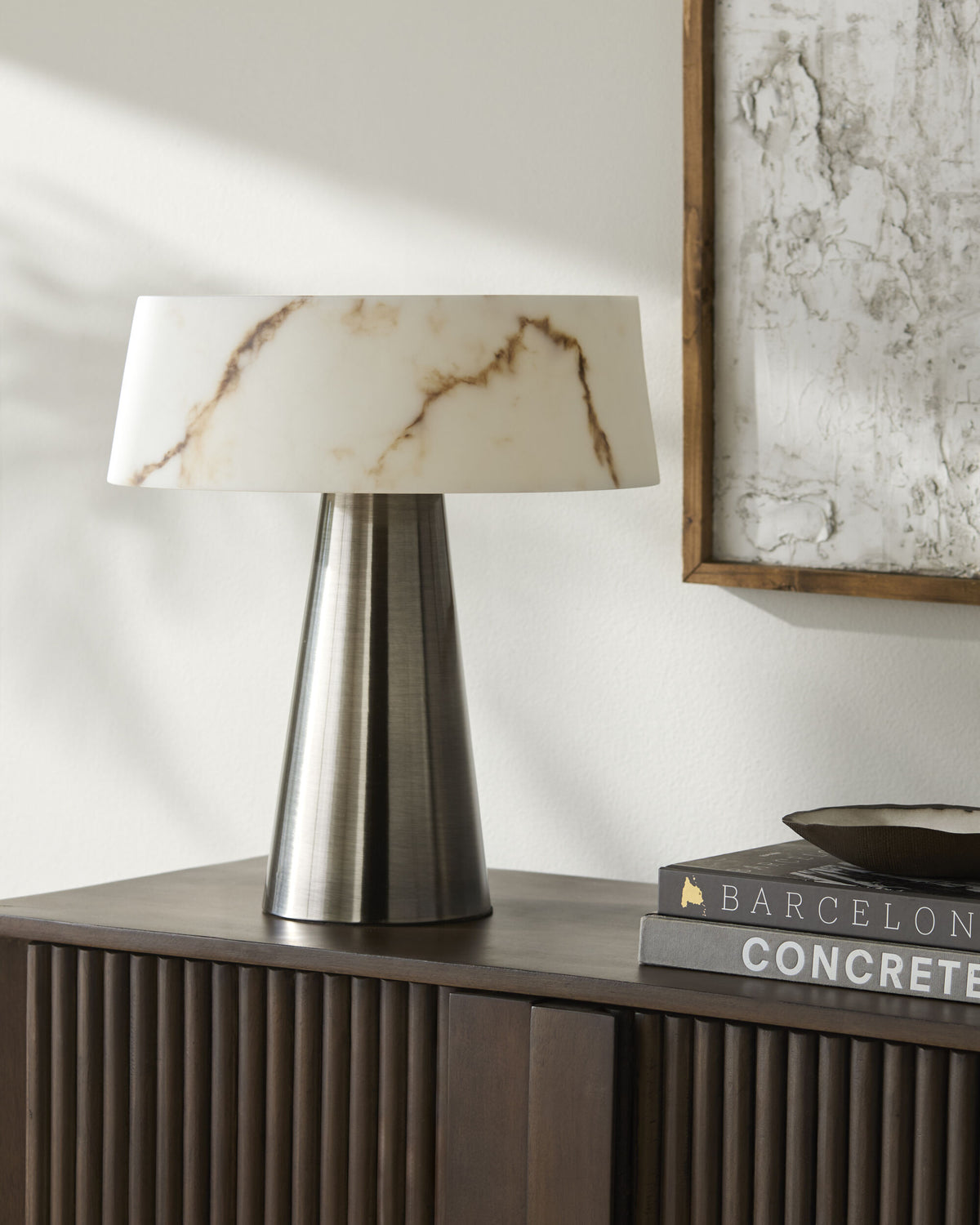 Jesmond 16" Steel Table Lamp, Plated Metallic Nickel