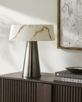 Jesmond 16" Steel Table Lamp, Plated Metallic Nickel