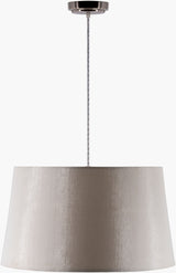 Jazlyn fabric Pendant Light, Powder Coated Metallic Silver, Powder Coated White