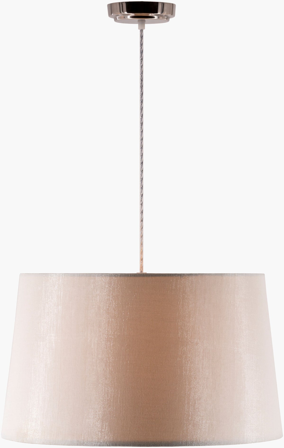 Jazlyn fabric Pendant Light, Powder Coated Metallic Silver, Powder Coated White