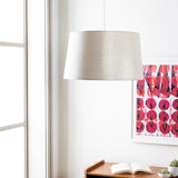 Jazlyn fabric Pendant Light, Powder Coated Metallic Silver, Powder Coated White