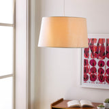 Jazlyn fabric Pendant Light, Powder Coated Metallic Silver, Powder Coated White