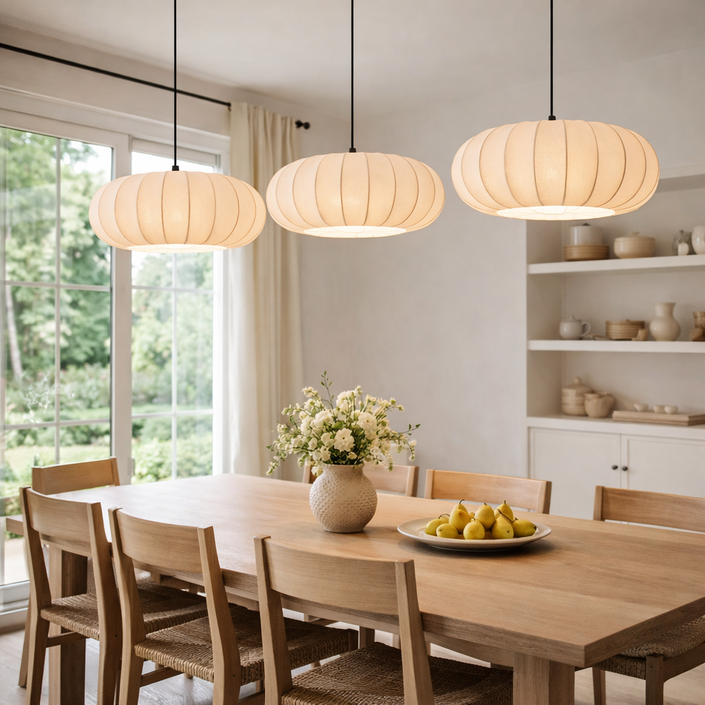 Pendant Lamp With Fabric Shade