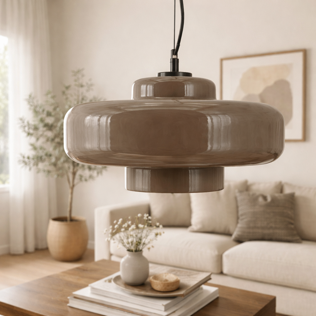 Glass Pendant Lamp With Rounded Shade