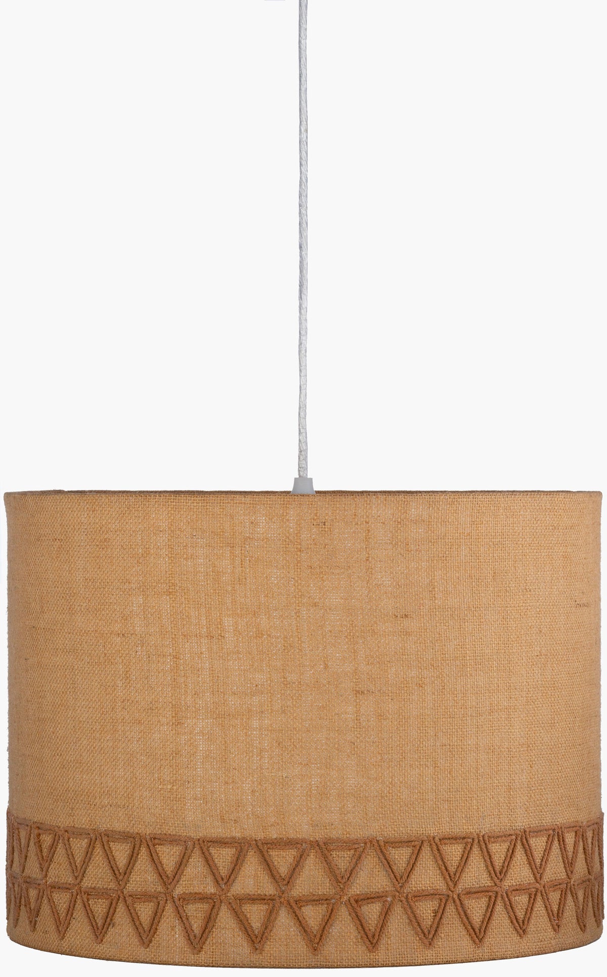 Kohen Jute Pendant Light, Natural Tan, Powder Coated White