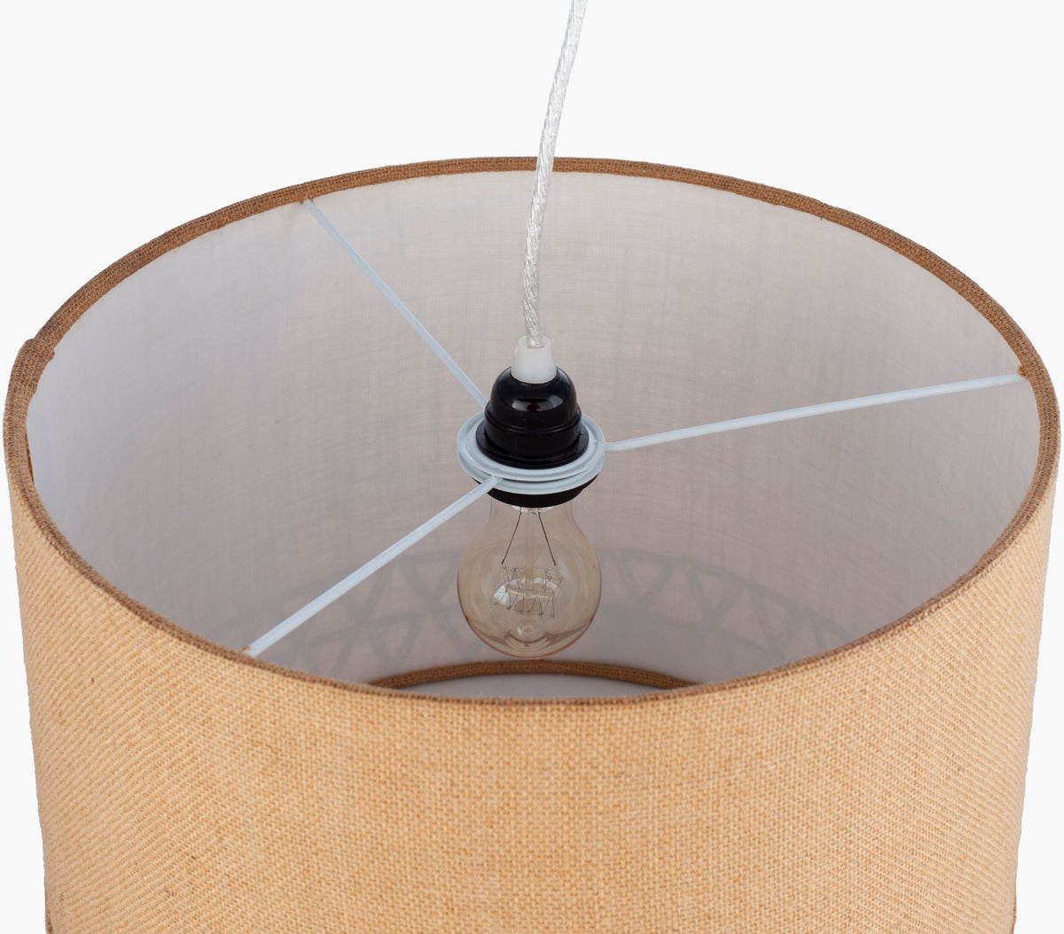 Kohen Jute Pendant Light, Natural Tan, Powder Coated White