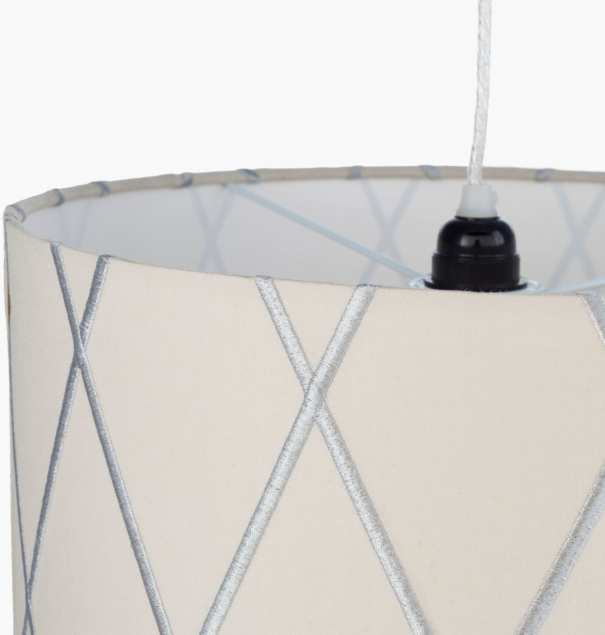 Kohen fabric Pendant Light, Powder Coated Gray, Powder Coated White