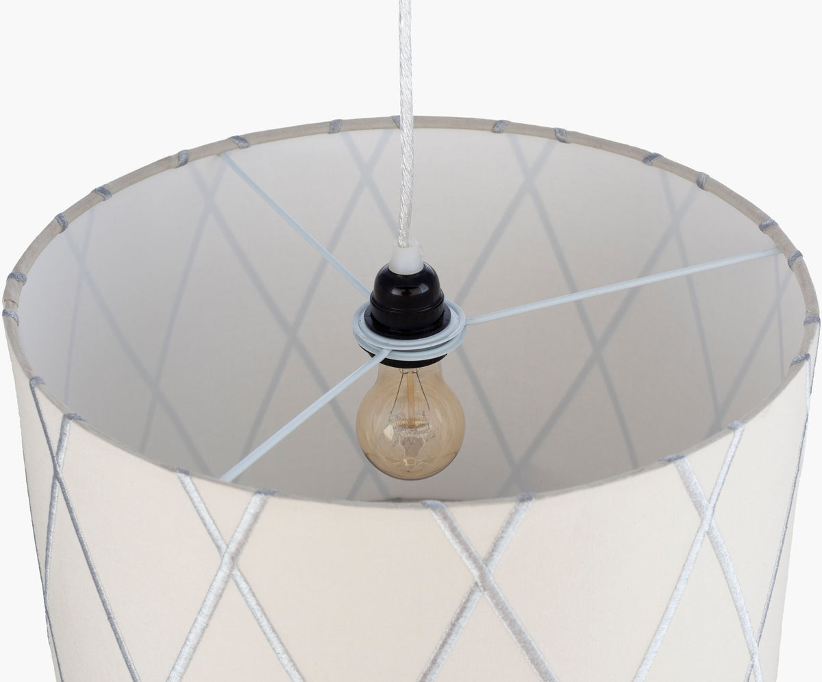 Kohen fabric Pendant Light, Powder Coated Gray, Powder Coated White