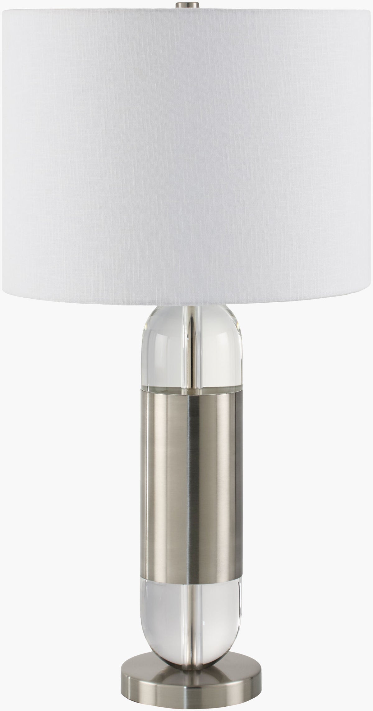 Kamas 29" Crystal Table Lamp, Translucent Clear, Plated Metallic Nickel