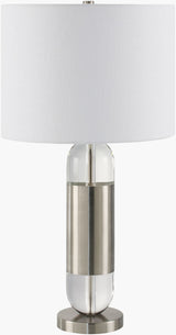 Kamas 29" Crystal Table Lamp, Translucent Clear, Plated Metallic Nickel