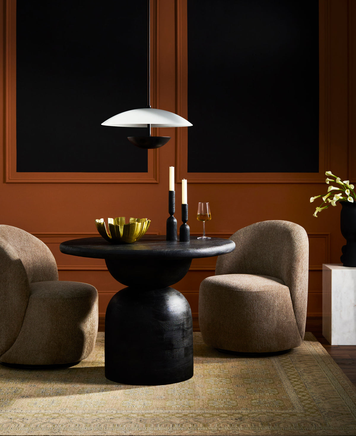 Karmoni Glass Pendant Light, Powder Coated Black