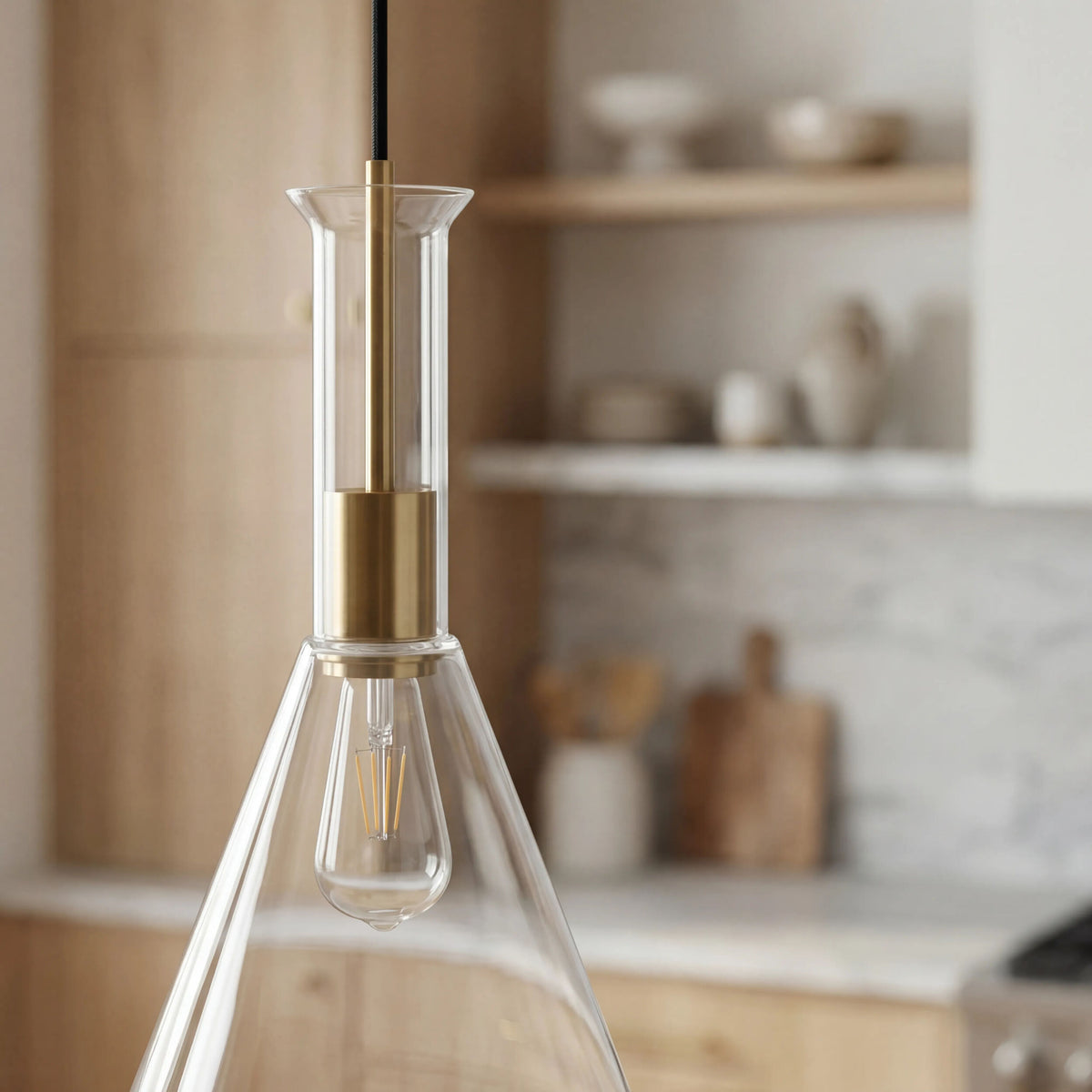 Katzinor Iron Pendant Light, Plated Metallic Brass (KZN-002)