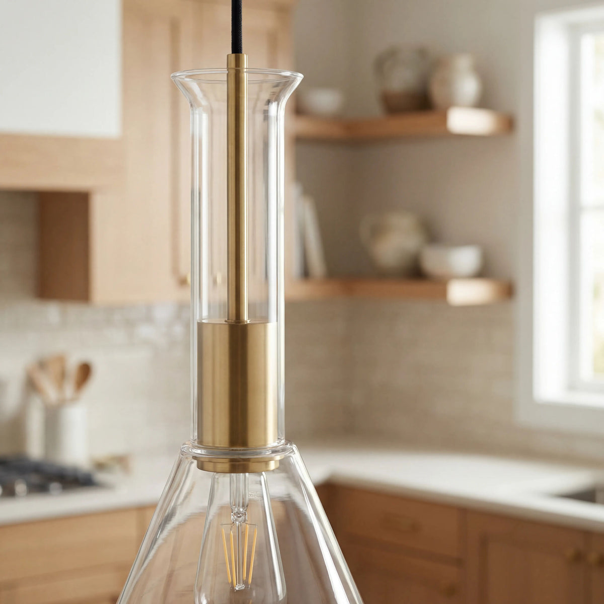 Katzinor Iron Pendant Light, Plated Metallic Brass (KZN-002)
